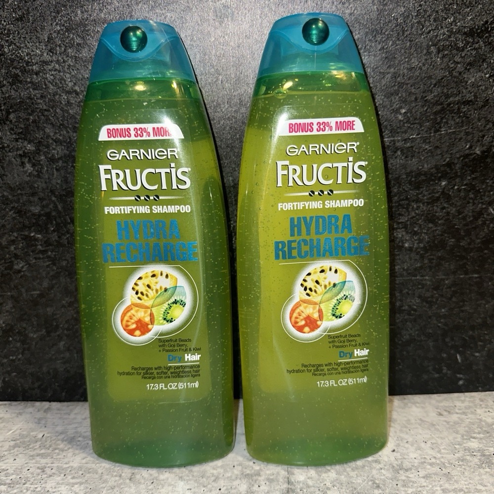 2 Lot Garnier Fructis Hydra Recharge Fortifying Shampoo Dry Hair 17.3 oz